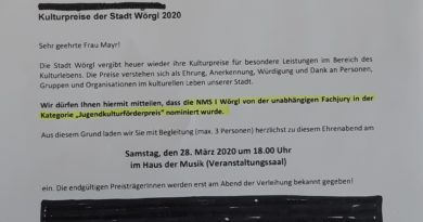 NMS 1 nominiert zum „Jugendkulturförderpreis“ NMS 1 nominiert zum „Jugendkulturförderpreis“